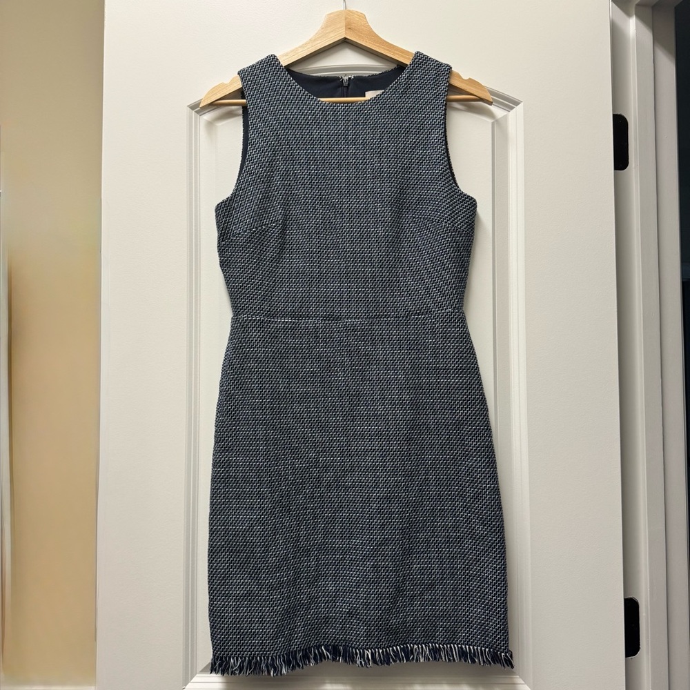 LOFT Navy Blue and White Tweed Mini Dress